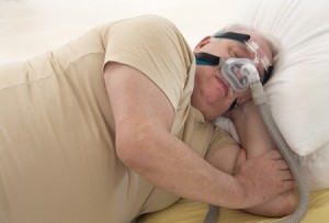 Man wearing CPAP mask